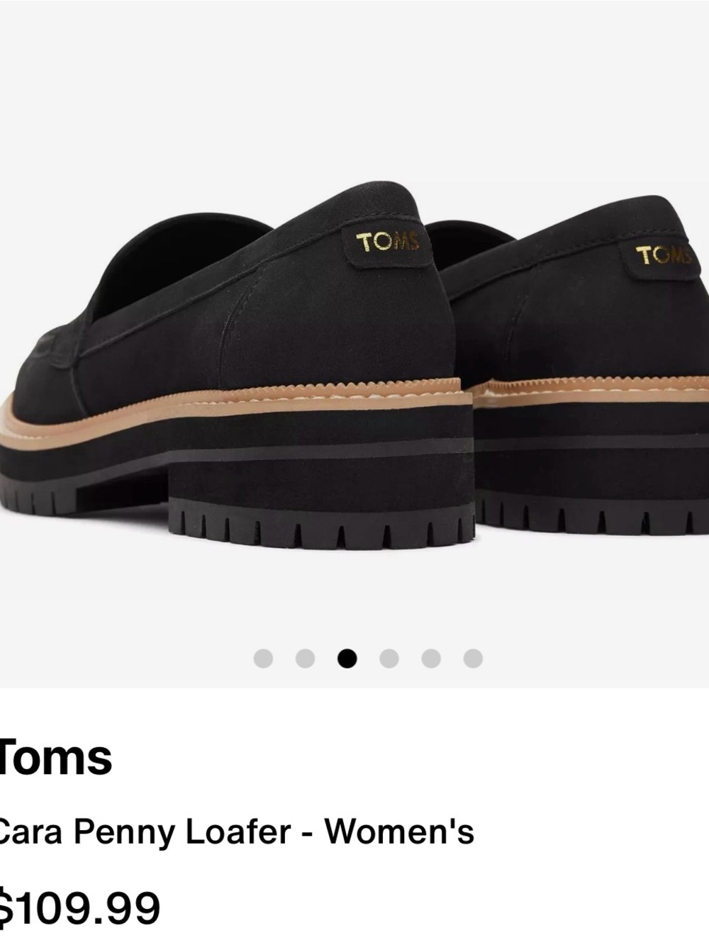 Toms Cara Loafer - Black Platform Lug-Soled Penny Loafers with Tan Welt - Picture 8 of 9